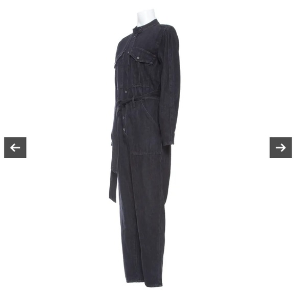 $498 Veronica Beard Washed Onyx Annie Denim Cargo Jumpsuit Size large - Picture 5 of 15